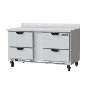 "Beverage Air WTFD60AHC-4 Hydrocarbon Series 60"" W Worktop Freezer w/ (2) Section & (4) Drawers, 115v, Silver"
