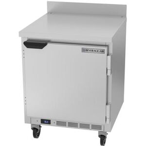 "Beverage Air WTR27HC 27"" Worktop Refrigerator w/ (1) Section, 115v, Self-Contained Condenser, 4"" Backsplash, Silver"