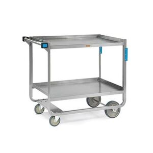 Lakeside 958 Tough Transport 2 Level Stainless Utility Cart w/ 1000 lb Capacity, Raised Ledges, Silver