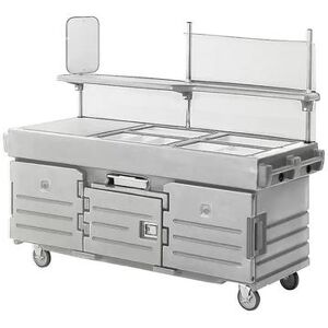 "Cambro KVC854191 CamKiosk Kiosk Type Food Cart w/ Lockable Storage, 85 1/8""L x 33 1/2""W x 70 1/2""H, Gray, w/ 4 Pan Wells, Granite Gray"