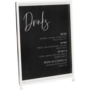 "Cal-Mil 1264-15 Tabletop Sign Holder - 8 1/2"" x 11"", Acrylic/White Iron Frame, Clear"