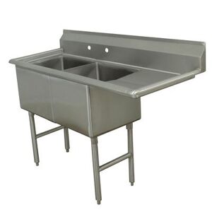 "Advance Tabco FC-2-2424-24R 74 1/2"" 2 Compartment Sink w/ 24""L x 24""W Bowl, 14"" Deep, Stainless Steel"