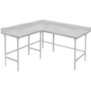 "Advance Tabco KTMS-305 L 60"" Left Side Corner Work Table - 30""D, 5"" Backsplash, 14 ga 304 Series Stainless, Stainless Steel"