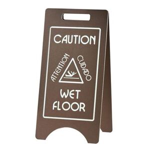 "Cal-Mil 3506 Folding Wet Floor Sign - 11 3/4""L x 17""W x 23""H, Plastic, Brown, Double Sided"