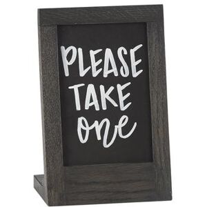 "Cal-Mil 3818-46-87 Cinderwood Chalkboard Sign - 5 1/2""W x 8 1/4""H, Oak Frame, Dark Gray, Black Chalkboard, Gray Frame"