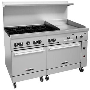 "Vulcan 60SC-6B24G Endurance 60"" 6 Burner Commercial Gas Range w/ Griddle & (1) Standard & (1) Convection Ovens, Natural Gas, Stainless Steel, Gas Type: NG, 115 V"