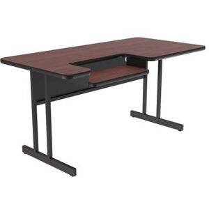 "Correll BL3048-20-09-09 Rectangular Bi Level Work Station, 48""W x 30""D - Mahogany/Black T-Mold, Brown"