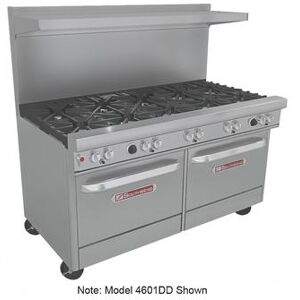 "Southbend 4601DD-3CR 60"" 4 Burner Commercial Gas Range w/ Charbroiler & (2) Standard Ovens, Liquid Propane, Stainless Steel, Gas Type: LP"