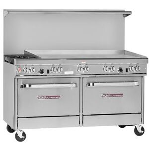 "Southbend 4602DD-4GR 60"" 2 Burner Commercial Gas Range w/ Griddle & (2) Standard Ovens, Natural Gas, Stainless Steel, Gas Type: NG"