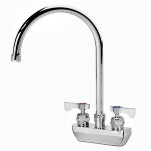 "Krowne 14-402L-L-E4 Wall Mount Faucet w/ 8 1/2"" Gooseneck Spout & Lever Handles - 4"" Centers, 1.5 GPM"