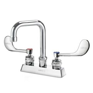 "Krowne 15-330L-W-F1 Deck Mount Faucet w/ 4 1/2"" Double Bend Spout & VR Wrist Action Handles - 4"" Centers, 0.5 GPM"