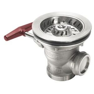 "Krowne 22-851 Ball Valve Waste Drain w/ 1 1/4"" Overflow Outlet, 3 1/2"" Sink Opening, Stainless Steel"