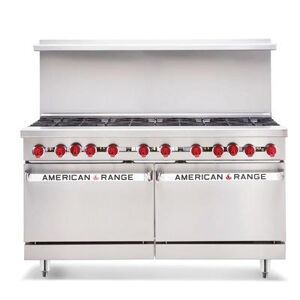 "American Range AR-6B-36RG-NN 60"" 6 Burner Commercial Gas Range w/ Griddle & (2) Innovection Ovens, Natural Gas, Stainless Steel, Gas Type: NG"