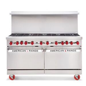 "American Range AR-8B-24RG-CC 60"" 8 Burner Commercial Gas Range w/ Griddle & (2) Convection Ovens, Liquid Propane, Stainless Steel, Gas Type: LP"