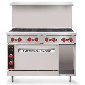 "American Range AR-8-CL-SBR 48"" 8 Burner Commercial Gas Range w/ Convection Oven & Storage Base, Natural Gas, Stainless Steel, Gas Type: NG"