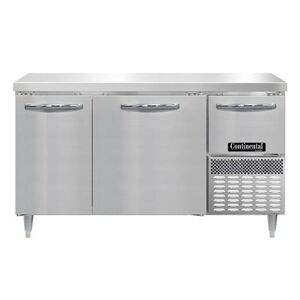 "Continental DFA60NSS Designer Line 60"" W Worktop Freezer w/ (2) Sections & (2) Doors, 115v, Silver"
