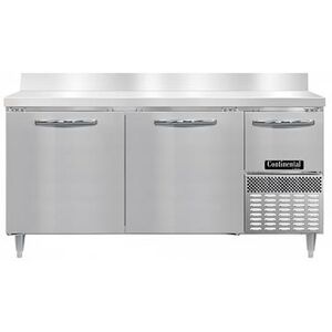 "Continental DFA68NSSBS Designer Line 68"" W Worktop Freezer w/ (2) Sections & (2) Doors, 115v, Silver"