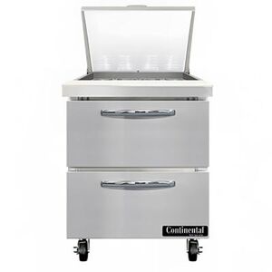 "Continental SW27N12M-D 27"" Sandwich/Salad Prep Table w/ Refrigerated Base, 115v, Stainless Steel"