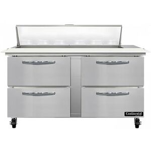 "Continental SW60N12C-D 60"" Sandwich/Salad Prep Table w/ Refrigerated Base, 115v, Stainless Steel"