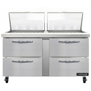 "Continental SW60N24M-D 60"" Sandwich/Salad Prep Table w/ Refrigerated Base, 115v, Stainless Steel"