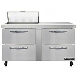 "Continental SW60N8-D 60"" Sandwich/Salad Prep Table w/ Refrigerated Base, 115v, Stainless Steel"