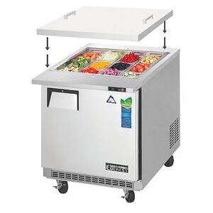 "Everest Refrigeration EOTP1 27 3/4"" Sandwich/Salad Prep Table w/ Refrigerated Base, 115v, Stainless Steel"