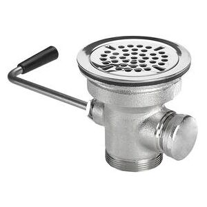 "Krowne 22-204-S Twist Waste Valve w/ 1 1/4"" Overflow Outlet, 3 1/2"" Sink Opening, Stainless Steel"