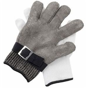 Tablecraft 11740 Extra Large Cut Resistant Glove - Stainless Steel, Gray w/ Black Wrist Band