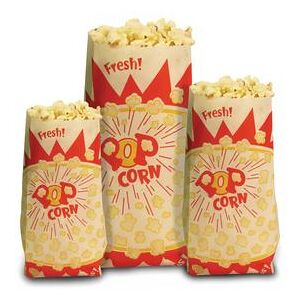 Paragon 1030 1 1/2 oz Popcorn Bags, Red & Yellow Design, Multi-Colored