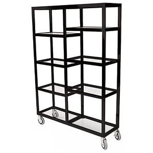 "Forbes Industries 6570-PS Classic Mobile Display Tower w/ (8) Glass Shelves & Stainless Steel Frame - 48""L x 14""W x 68 1/2""H, Black"