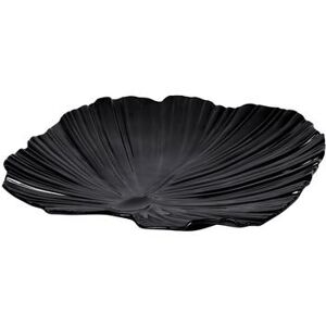 "Elite Global Solutions M14PL-B 14"" x 13 1/2"" Leaf Shaped Tropicana Platter - Melamine, Black"