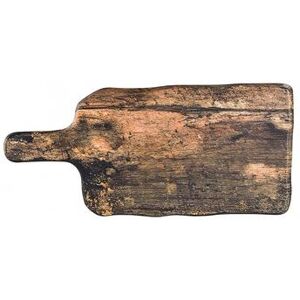 "Steelite 7044DD095 Barnwood Melamine Rectangular Barn Wood Serving Board w/ 4"" Handle - 13"" x 8"", Melamine, Brown"