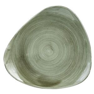 "Churchill PABGTR121 12 1/4"" Triangular Patina Plate - Ceramic, Burnished Green"