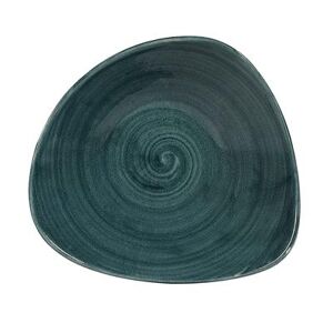 Churchill PATRTRB91 21 oz Triangular Patina Bowl - Ceramic, Rustic Teal, Green