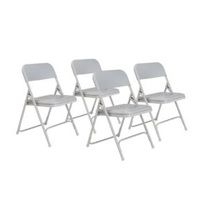 National Public Seating 802 Folding Chair w/ Gray Plastic Back & Seat - Steel Frame, Gray