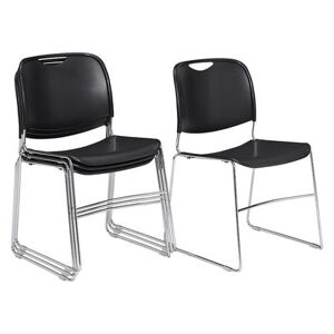 National Public Seating 8510 Stacking Chair w/ Black Plastic Back & Seat - Steel Frame, Chrome Plated