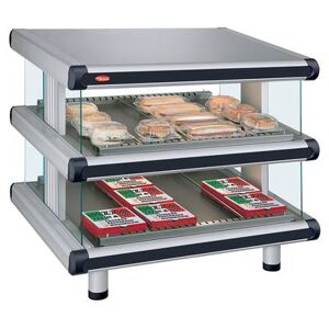 "Hatco GR2SDS-42D Glo-Ray 48 1/4"" Self Service Countertop Heated Display Shelf - (2) Shelves, 120/240v/1ph, 2 Slanted Shelves, Silver"