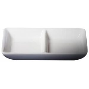 "Cameo China 710-015 Rectangular 2 Section Divided Dish - 5"" x 2 7/8"" - Ceramic, White"