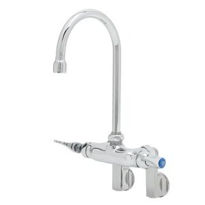 "T&S B-0340 Splash Mount Faucet - 5 1/2"" Gooseneck Spout, Adjustable Centers"