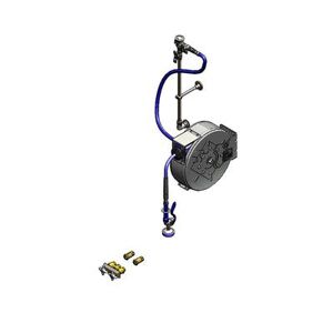 "T&S B-1459 30 ft Enclosed Hose Reel Assembly w/ 3"" Concealed Mixing Faucet - 3/8"" NPT, Silver"