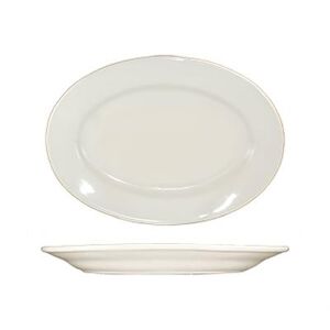 "ITI RO-48 13 1/2"" x 9 1/2"" Oval Roma Platter - Ceramic, American White"