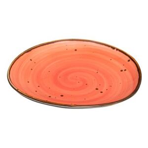 "CAC TUS-8-CRL Irregular Round Tucson Plate - 8 1/4"" x 7 3/4"", Porcelain, Coral, Pink"