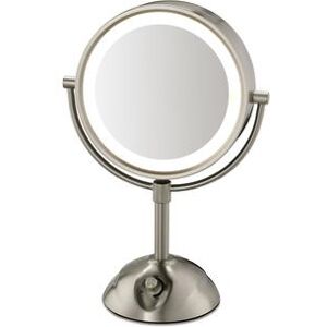 "Conair Hospitality BE103WH Tabletop Lighted Vanity Mirror - 8 1/2""D x 15 3/4""H, Satin Nickel, 120v, Silver"