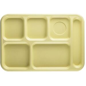 "Cambro 10146CW145 Plastic Rectangular Tray w/ (6) Compartments, 10"" x 14 1/2"", Yellow, 6 Compartments"