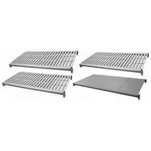 "Cambro CBSK2142VS4580 Camshelving Basics Polymer Louvered/Solid Shelf Plate Kit - 21"" x 42"", Brushed Graphite, 3 Vented, 1 Solid"