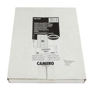 "Cambro SLL30 StoreSafe Food Rotation Label Laser Sheet - 1x2 1/2"" (3000 Labels), White"