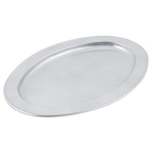 "Bon Chef 2045 20 1/4"" Oval Serving Tray, Aluminum/Pewter Glo, Silver"