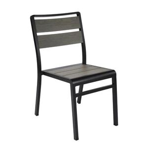 emu AB1020 Sid Indoor/Outdoor Stackable Side Chair - Gray Aluminum w/ Aluminum Black Frame, Black and Gray