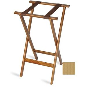 "CSL 1170NAT-1 30"" Flat Tray Stand w/ 2 Brown Straps & Rounded Edge, Natural Finish, Mahogany"