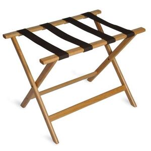 "CSL 277LT-1 Wood Luggage Rack w/ 2 1/4"" Brown Poly Straps - 26""W x 17""D x 19 1/2""H, Light Finish"